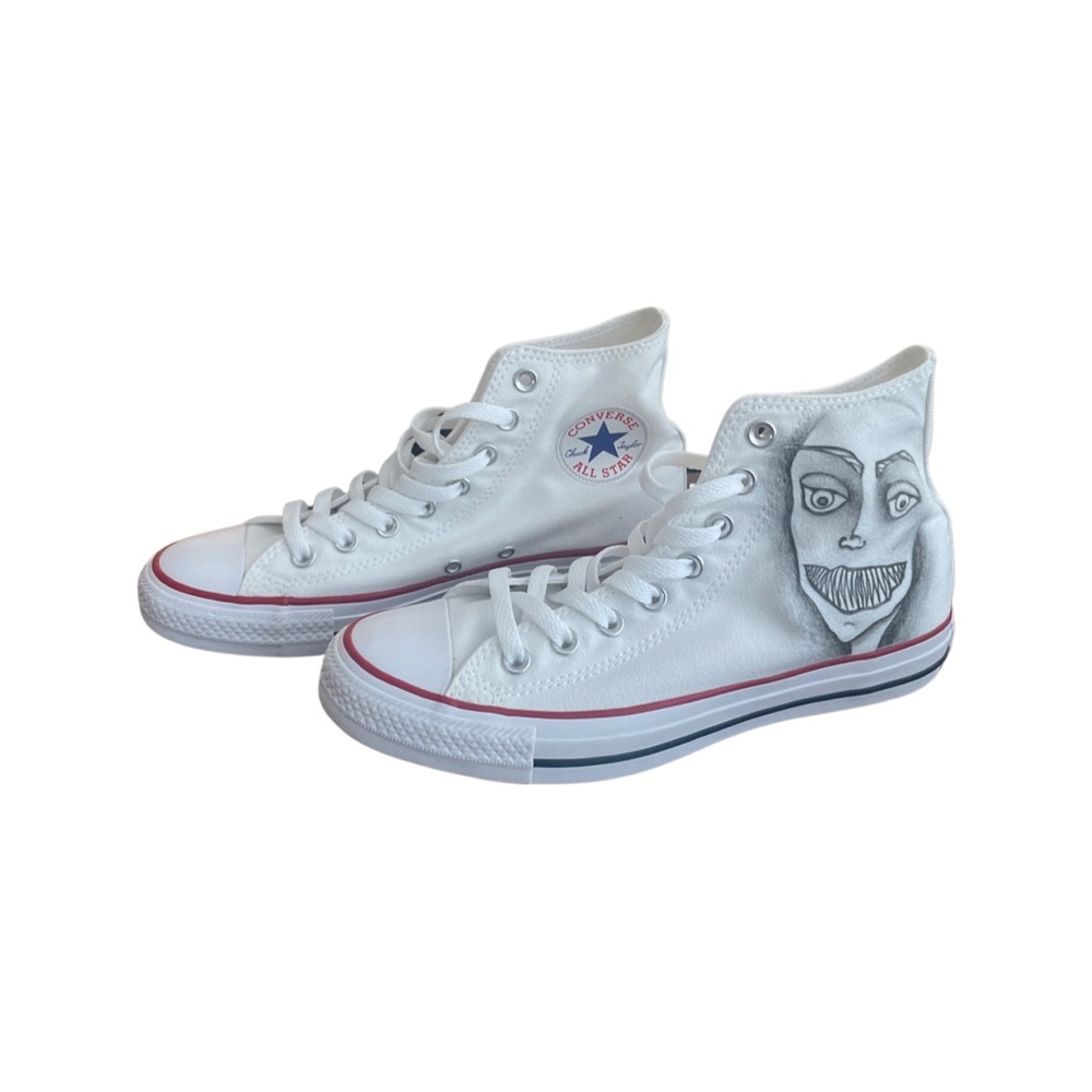 Custom White High Top Converse Sneakers - unisex - Womens 8.5 / Mens 6.5